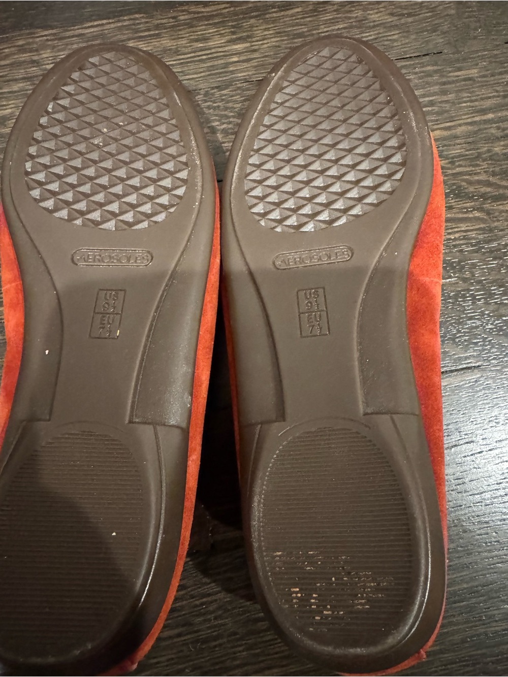 AEROSOLES Rust Suede Flats with Gold Emblem - Picture 7 of 9